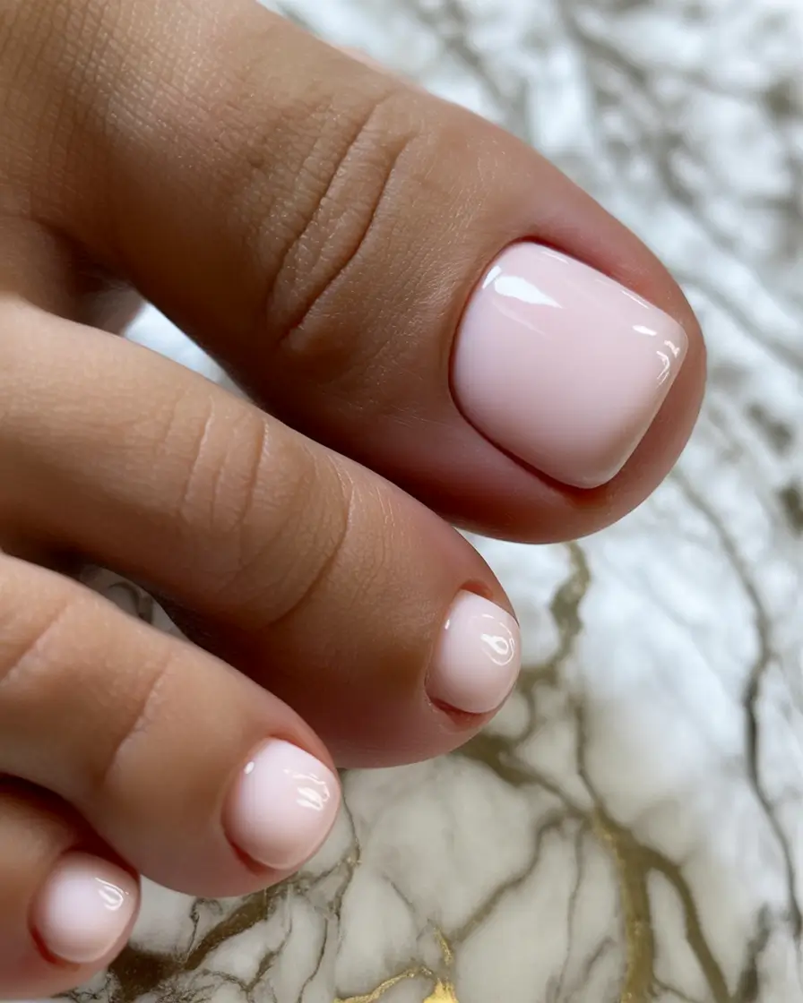 toe nails ideas 2026 Soft Milky Pink Glow