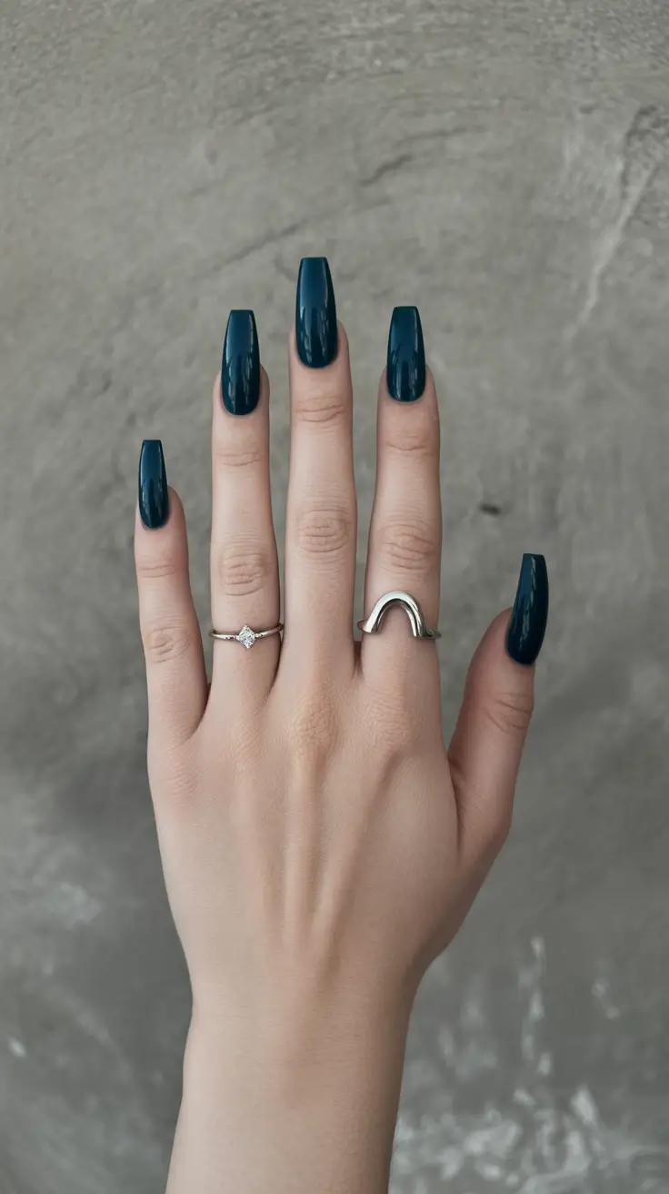 trending nail colors 2026 Midnight Teal Confidence