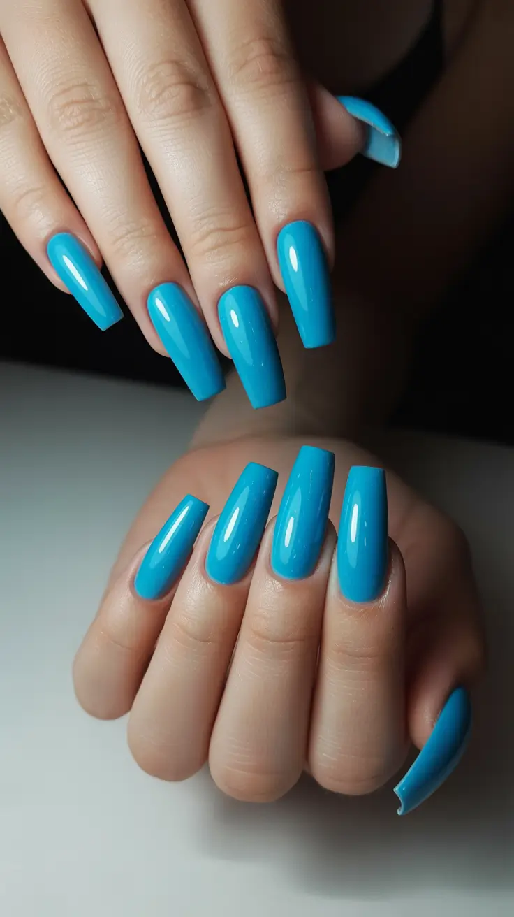 trending nail colors 2026 Sky Blue Energy