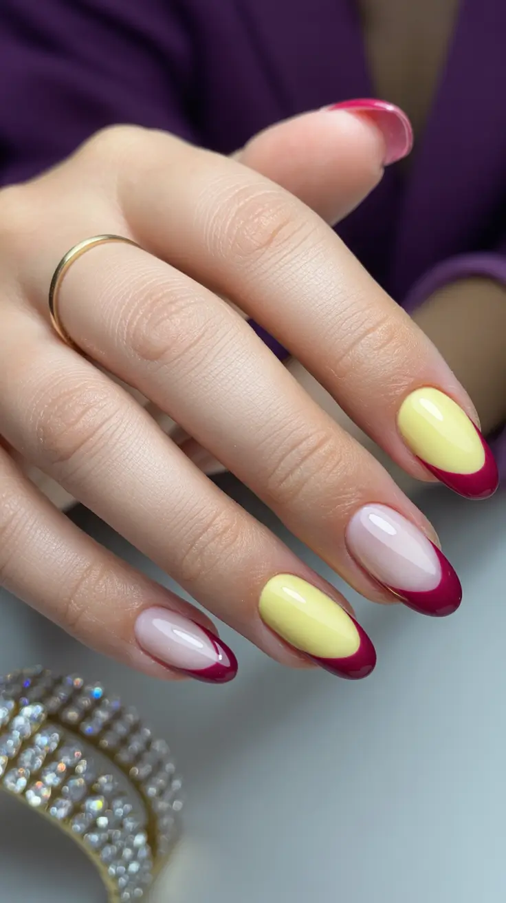trending nail colors 2026 Lemon-Berry Harmony