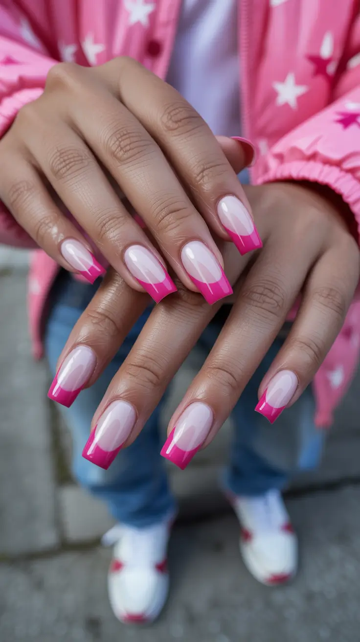 trending nail colors 2026 Bubblegum Block French