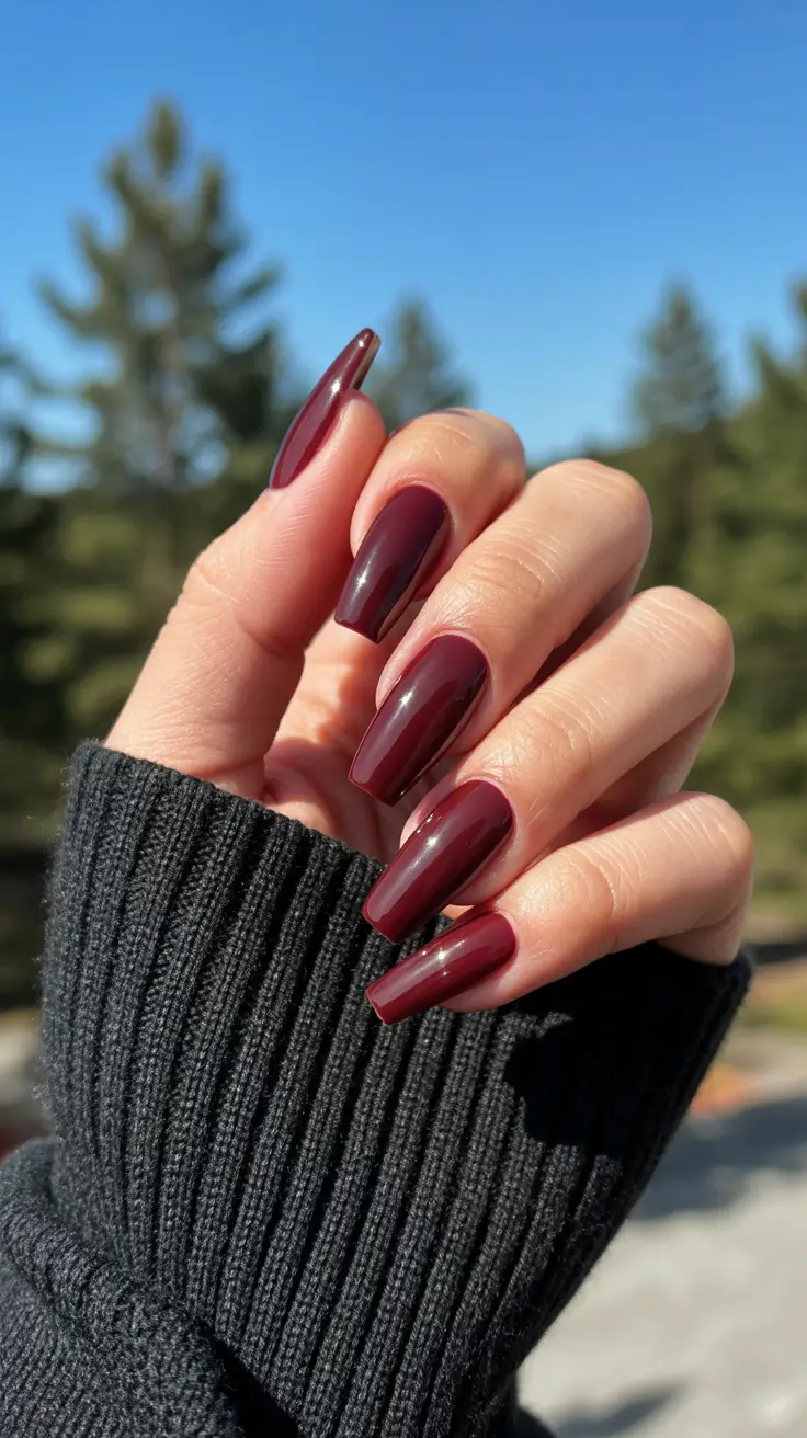 trending nail colors 2026 Burgundy Glow Moments