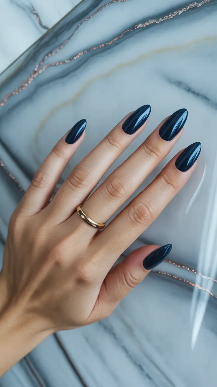 trending nail colors 2026 Indigo Marble Allure