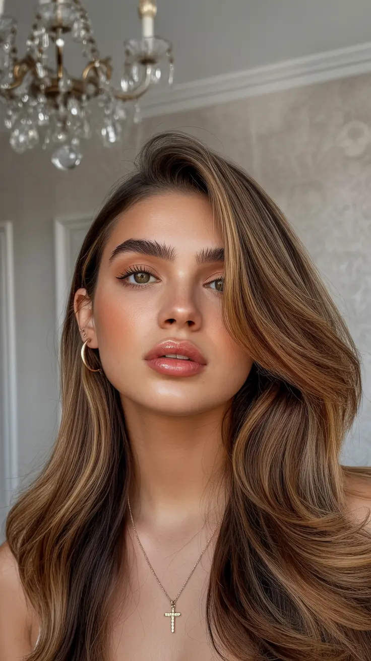 Trendy quick hairstyles 2026 Soft Layered Waves with Face-Framing Highlights