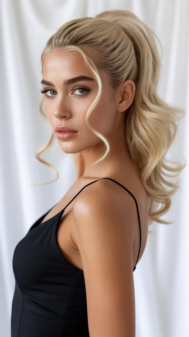 Trendy quick hairstyles 2026 High Romantic Ponytail with Spiraled Tendrils
