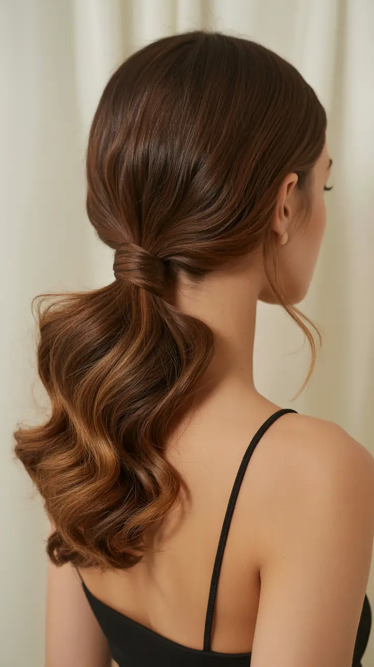 Trendy quick hairstyles 2026 Soft Wave Ponytail with Gentle Movement
