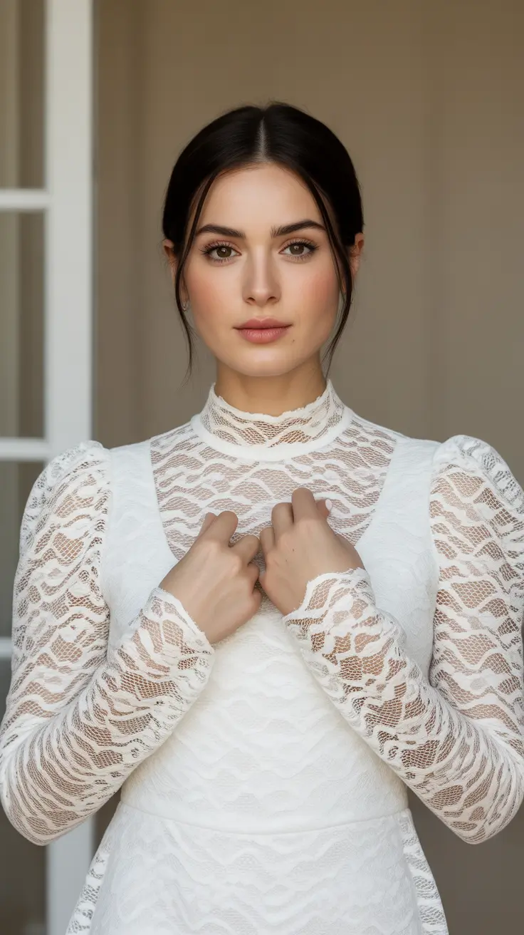 Wedding hairstyles inspiration 2026 Polished Center Part Chignon with Sleek Modern Lines