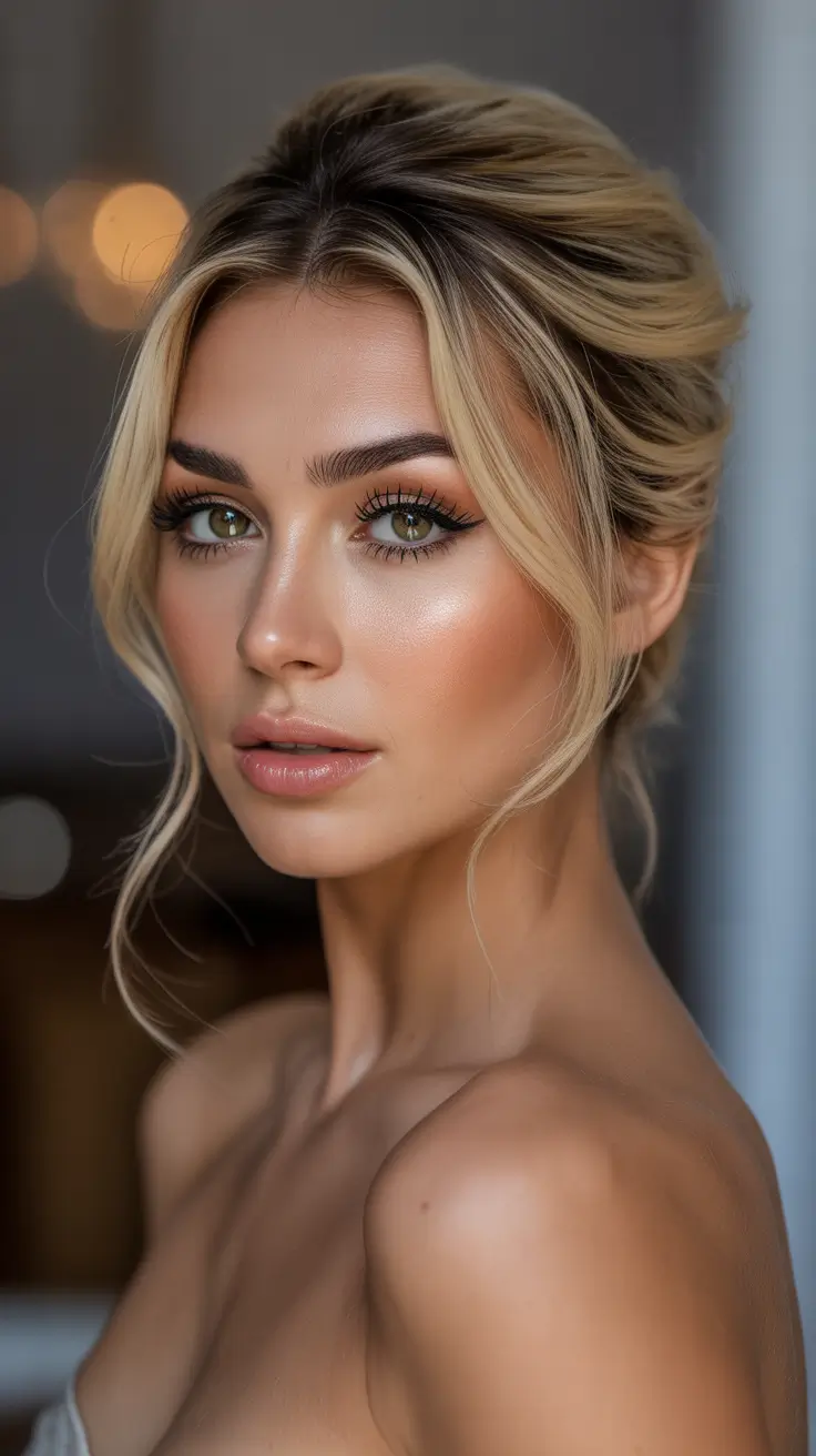 Wedding hairstyles inspiration 2026 Soft Blonde Updo with Gentle Face Framing Strands