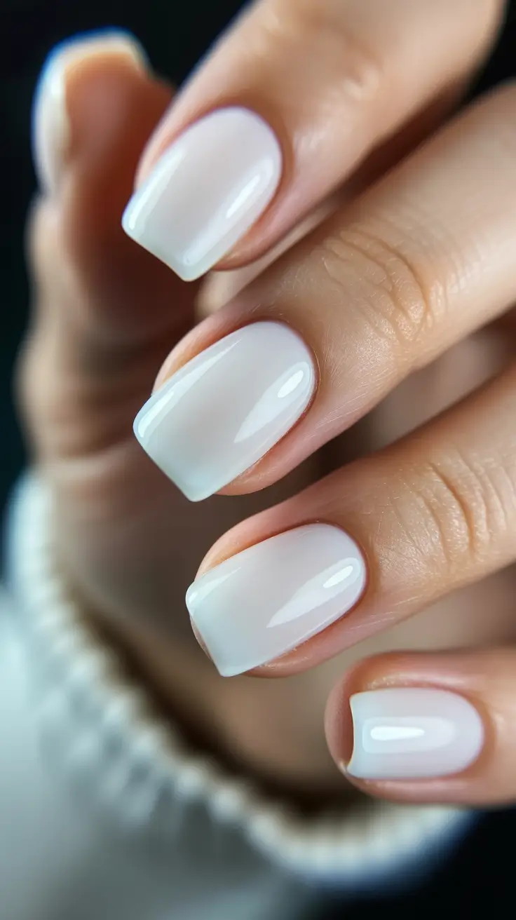 white nails inspiration 2026 Soft Milky Glow With a Clean, Modern Shape