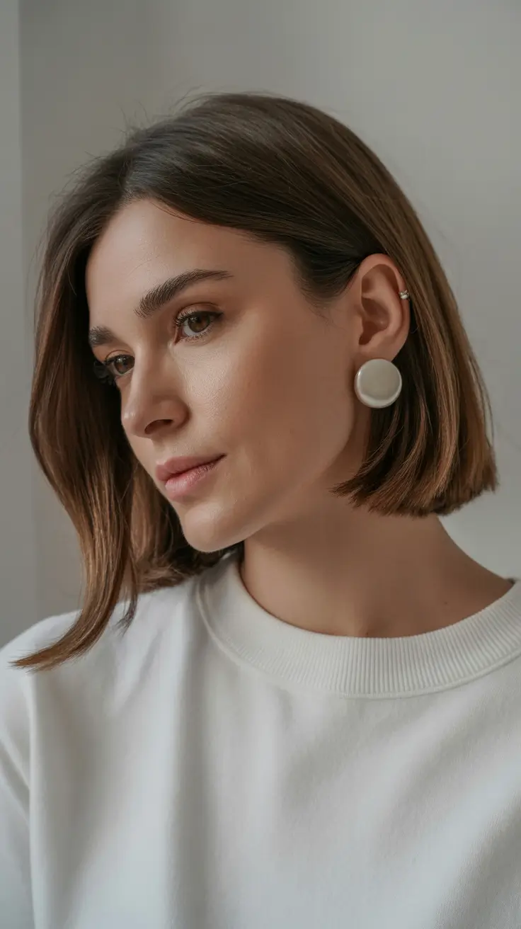 Women over 40 haircut inspiration 2026 Minimalist Straight Cut with Parisian Ease