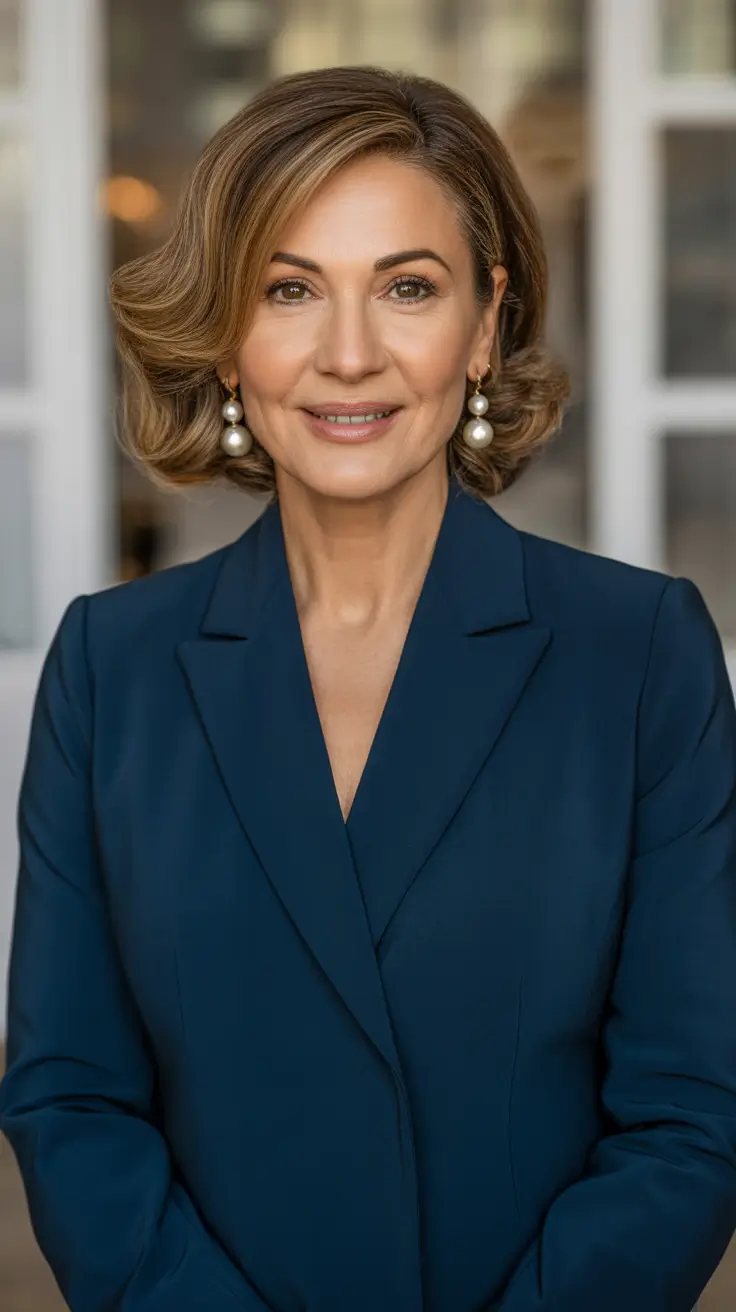 Women over 50 haircut inspiration 2026 Polished Short Bob with Side Part