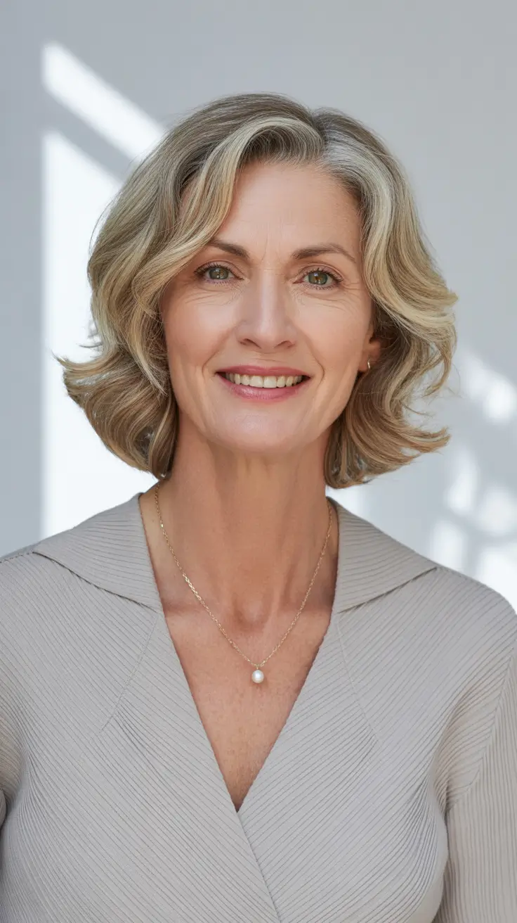 Women over 50 haircut inspiration 2026 Layered Short Shag with Soft Waves