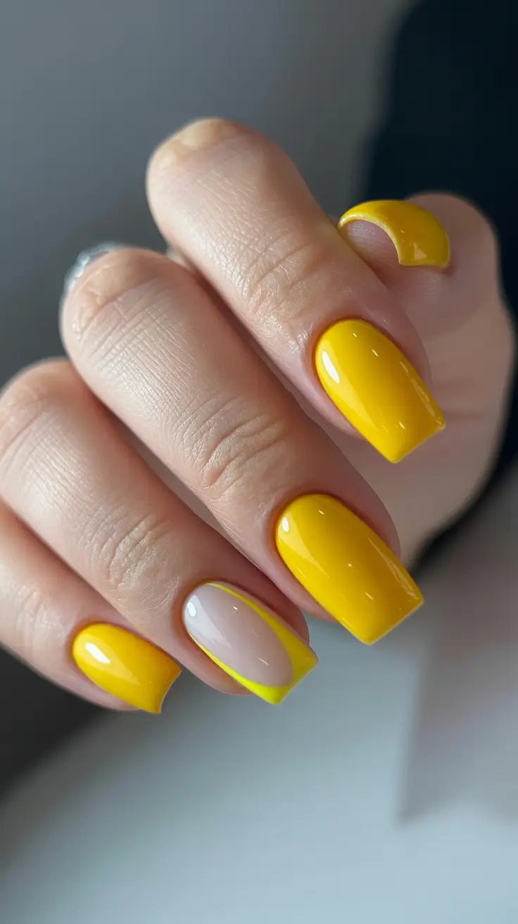 yellow nails – new ideas 2026 Minimal Lemon Accent With Soft Framing