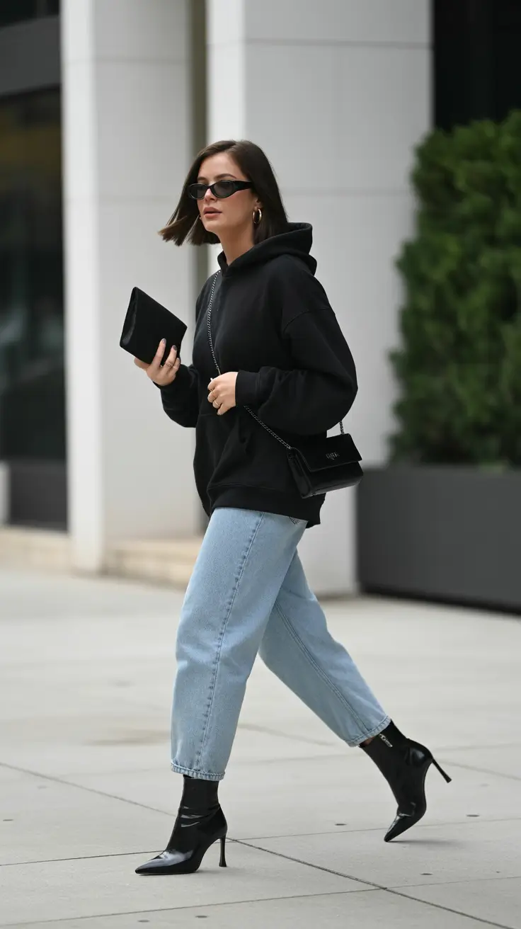 2026 amazing cold spring outfit Black-on-Black Urban Chic With a Twist