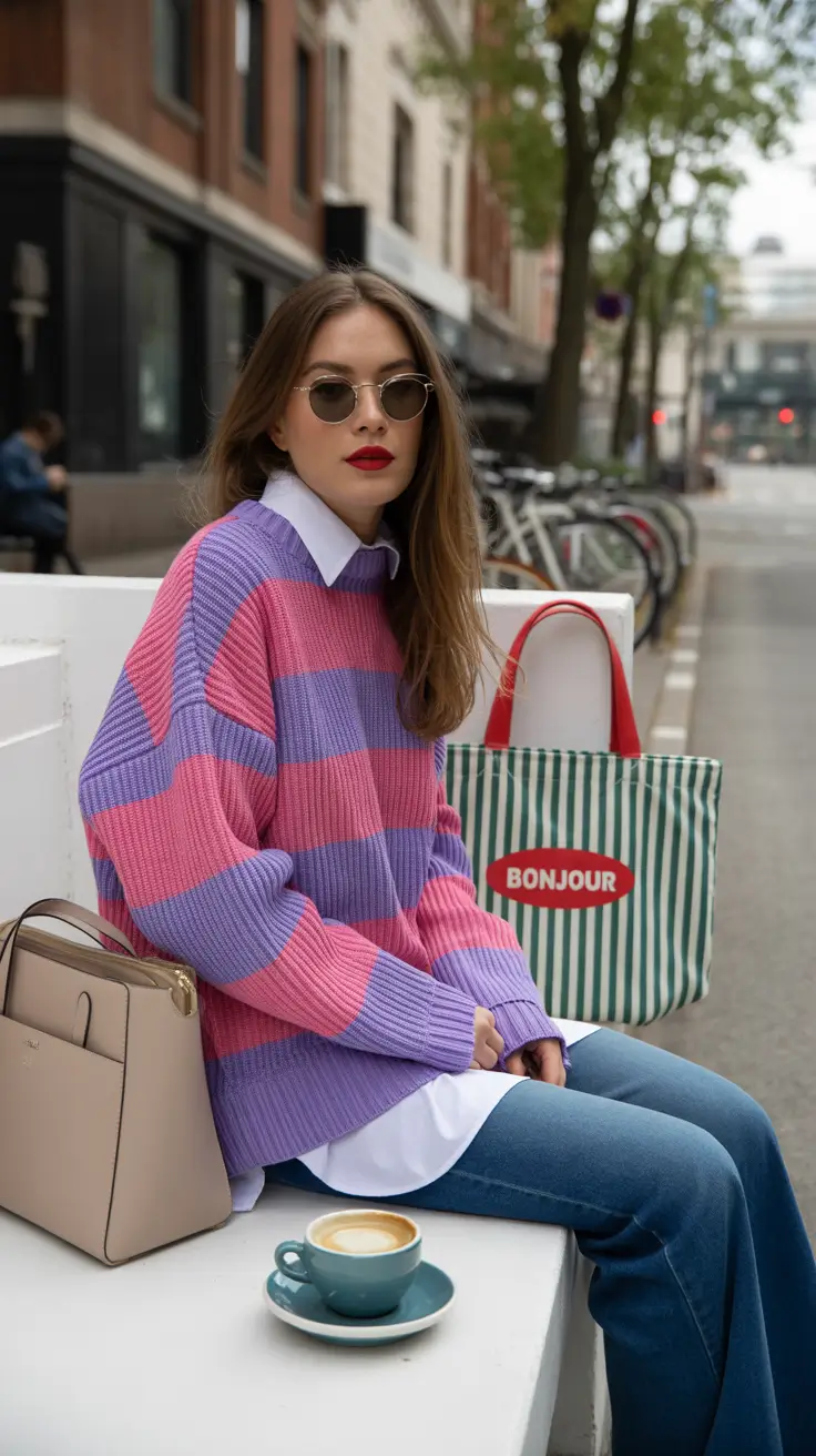 2026 amazing cold spring outfit Striped Softness for Slow Spring Mornings
