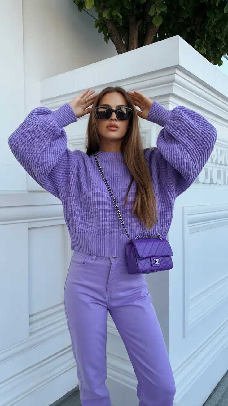2026 amazing cold spring outfit Lavender Color-Play for Bold Spring Moments