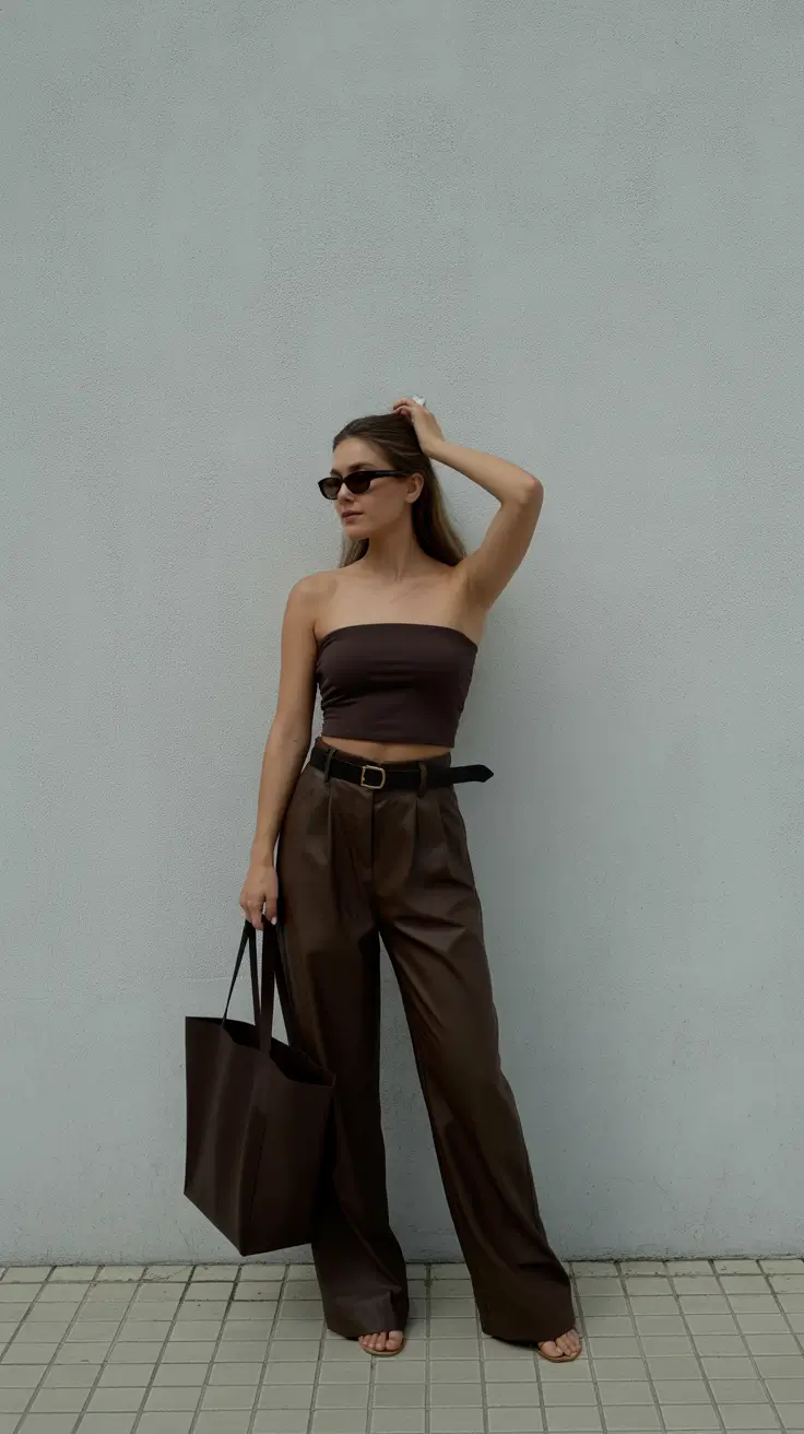 bold spring going out outfits 2026 Monochrome Minimalism in Chocolate Brown