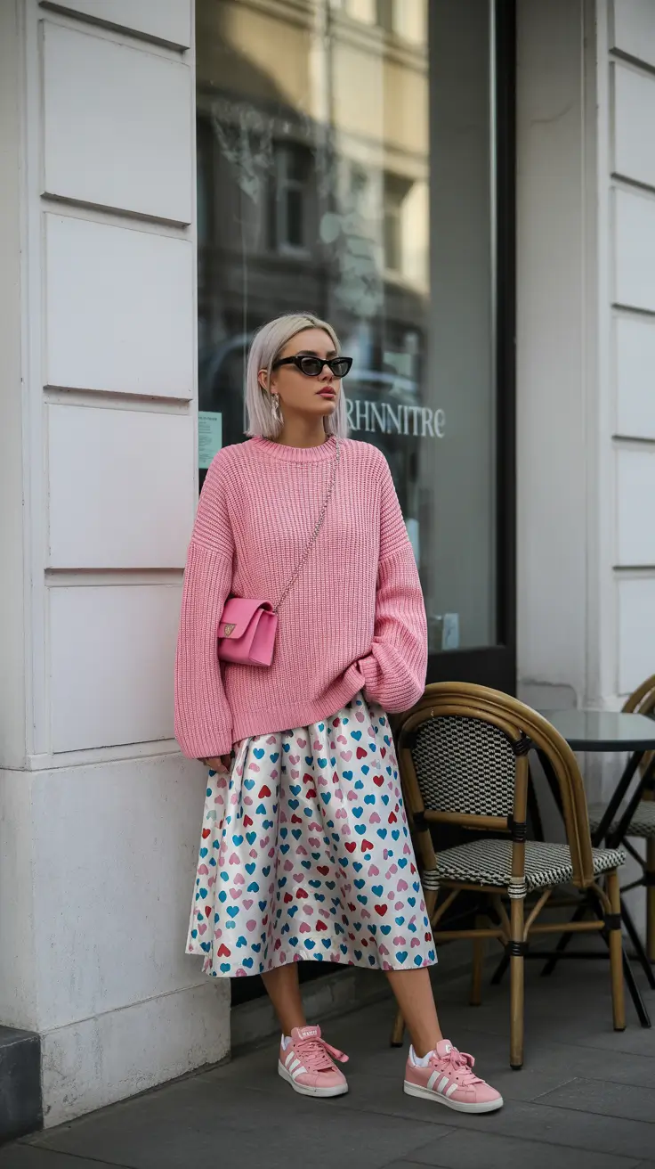 bold spring going out outfits 2026 Playful Pastels & Heart-Print Whimsy