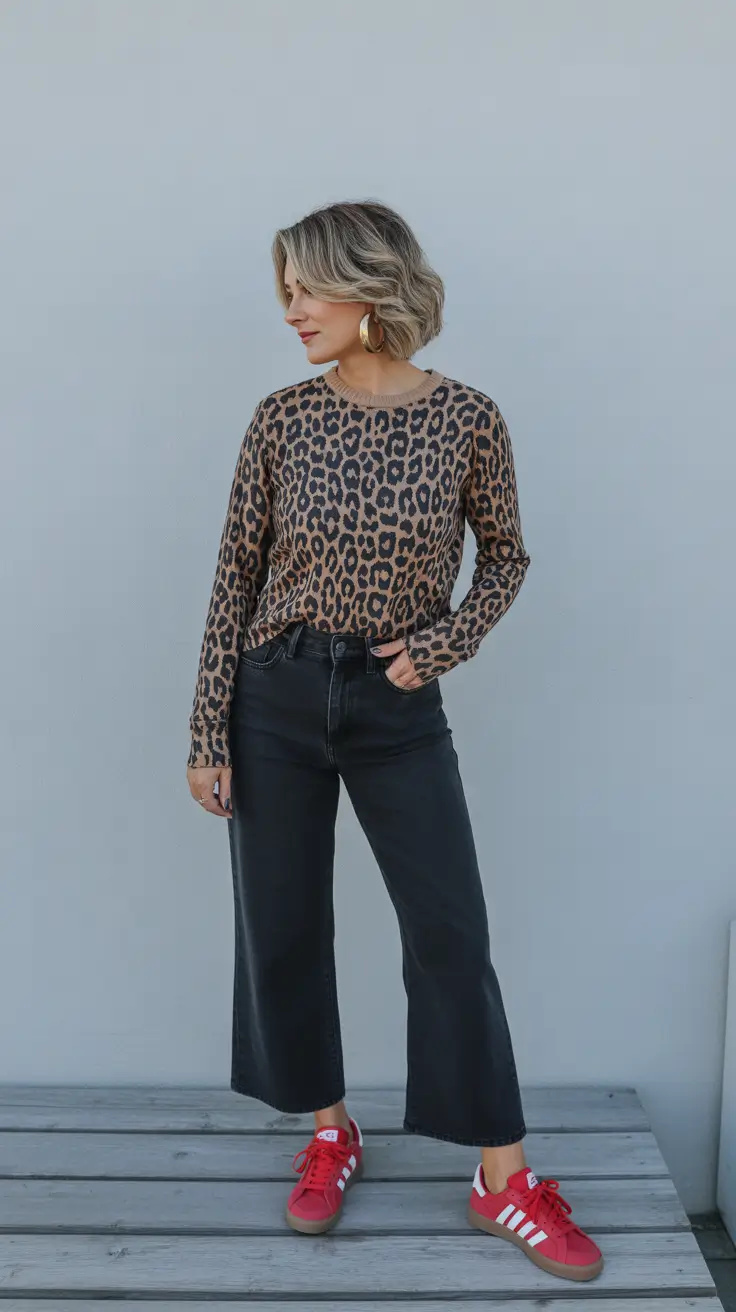 casual spring outfits for women over 40 2026 Playful Animal Print with Sporty Spring Energy