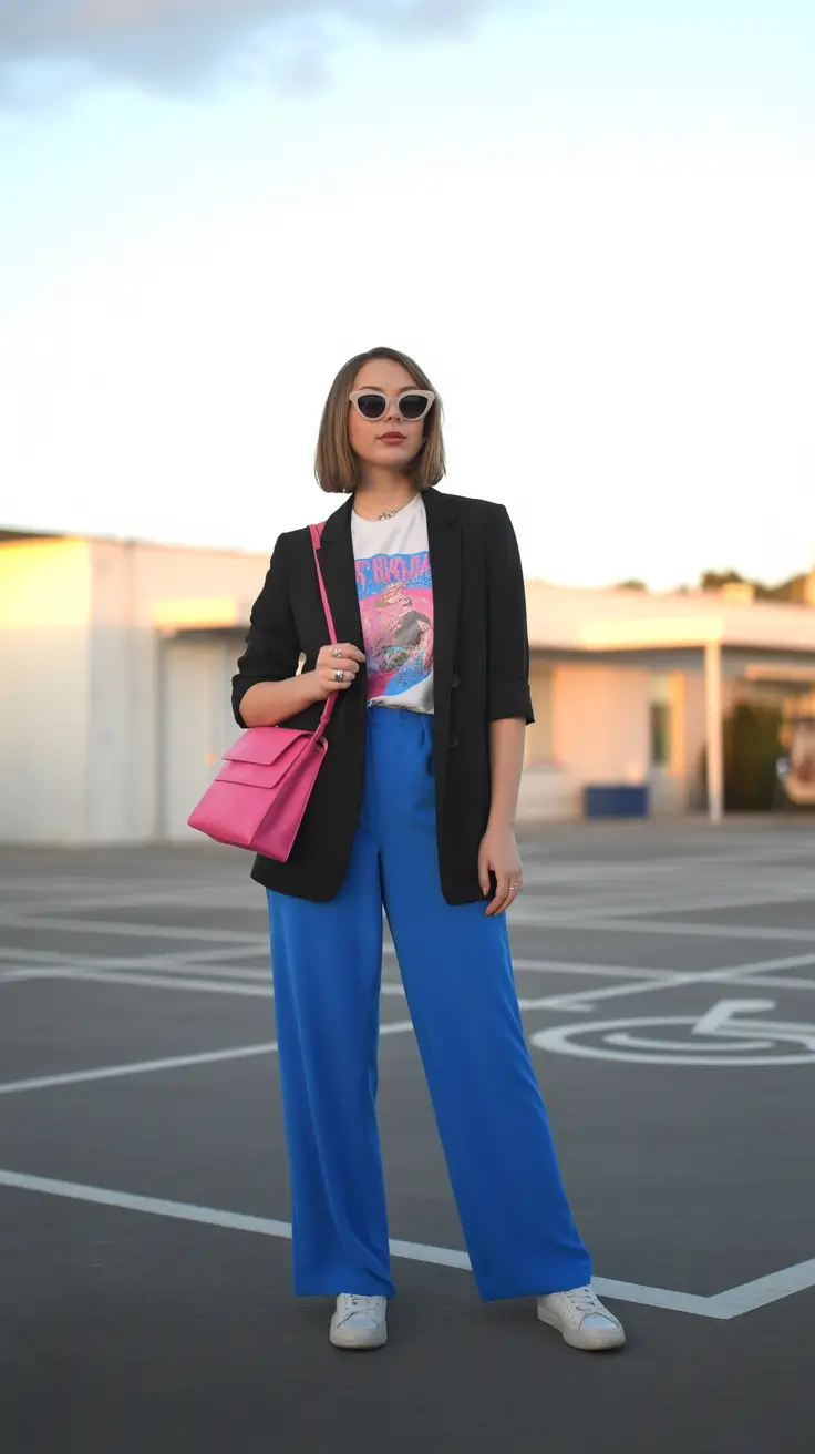cute spring outfit with pants 2026 Color-Pop Casual for Bright Spring Errands
