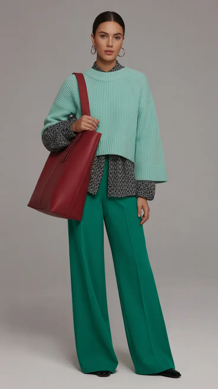 cute spring outfit with pants 2026 Mint Layers and Bright Greens for the First Warm Days