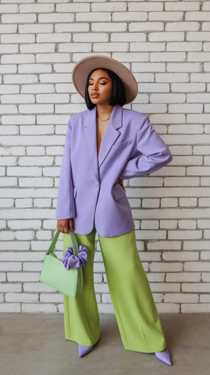 fashionable spring outfits for women over 30 2026 Pastel Powerplay in Lavender and Lime