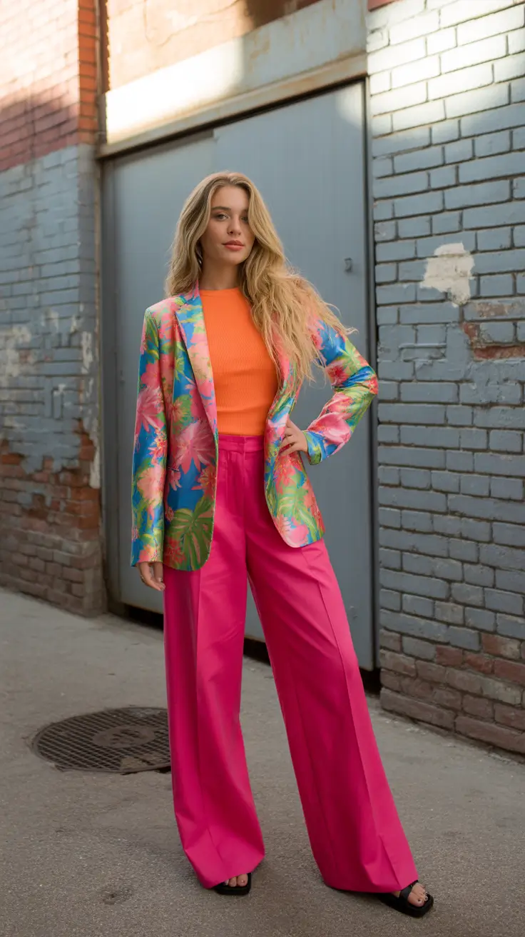 fashionable spring outfits for women over 30 2026 Vibrant Tropicals With Hot Pink Tailoring