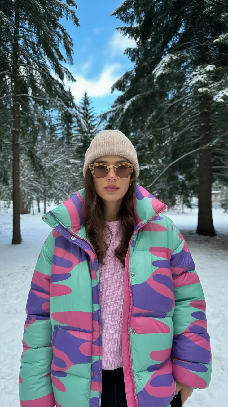 February outfits ideas 2026 Playful Pastel Puffers for Bright Winter Days