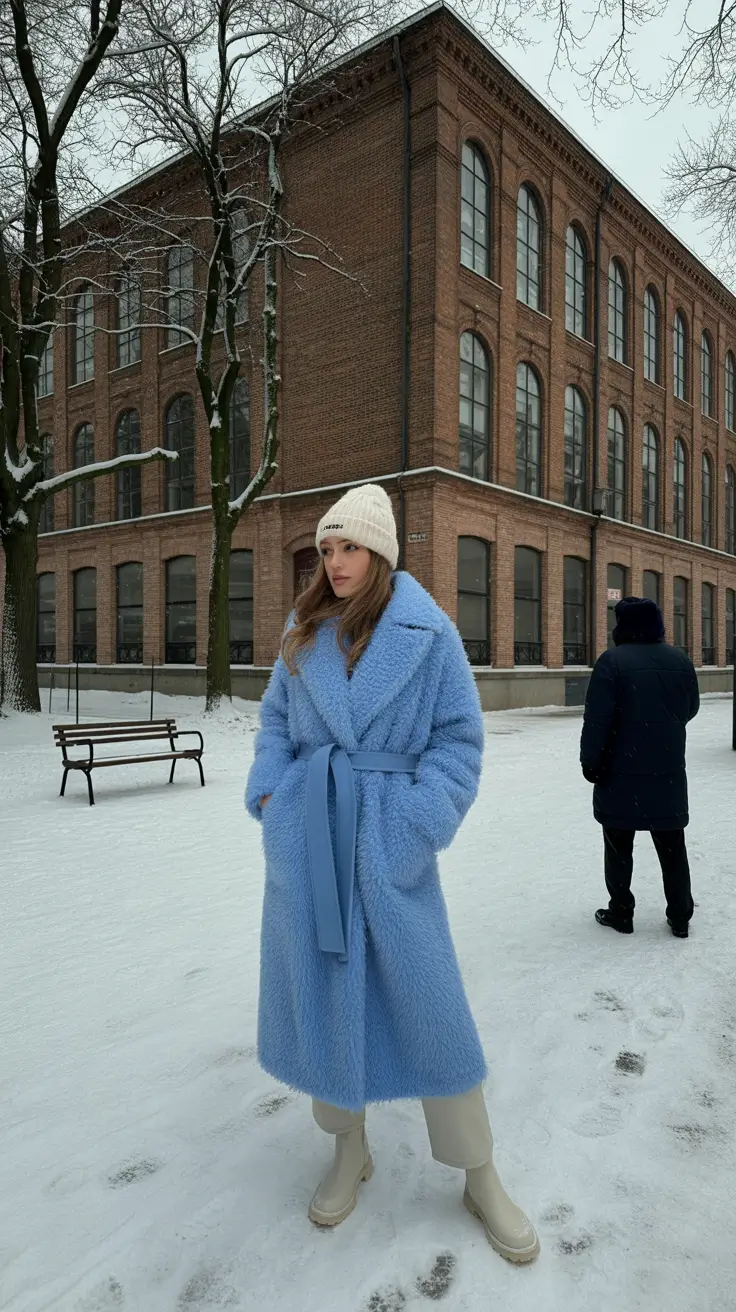 February outfits ideas 2026 Frosty Blue Elegance for Quiet Winter Mornings