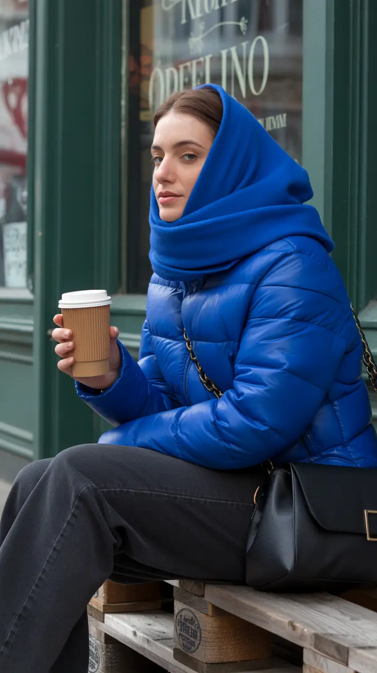 February outfits ideas 2026 Cozy Bright Blues for Coffee Break Winters