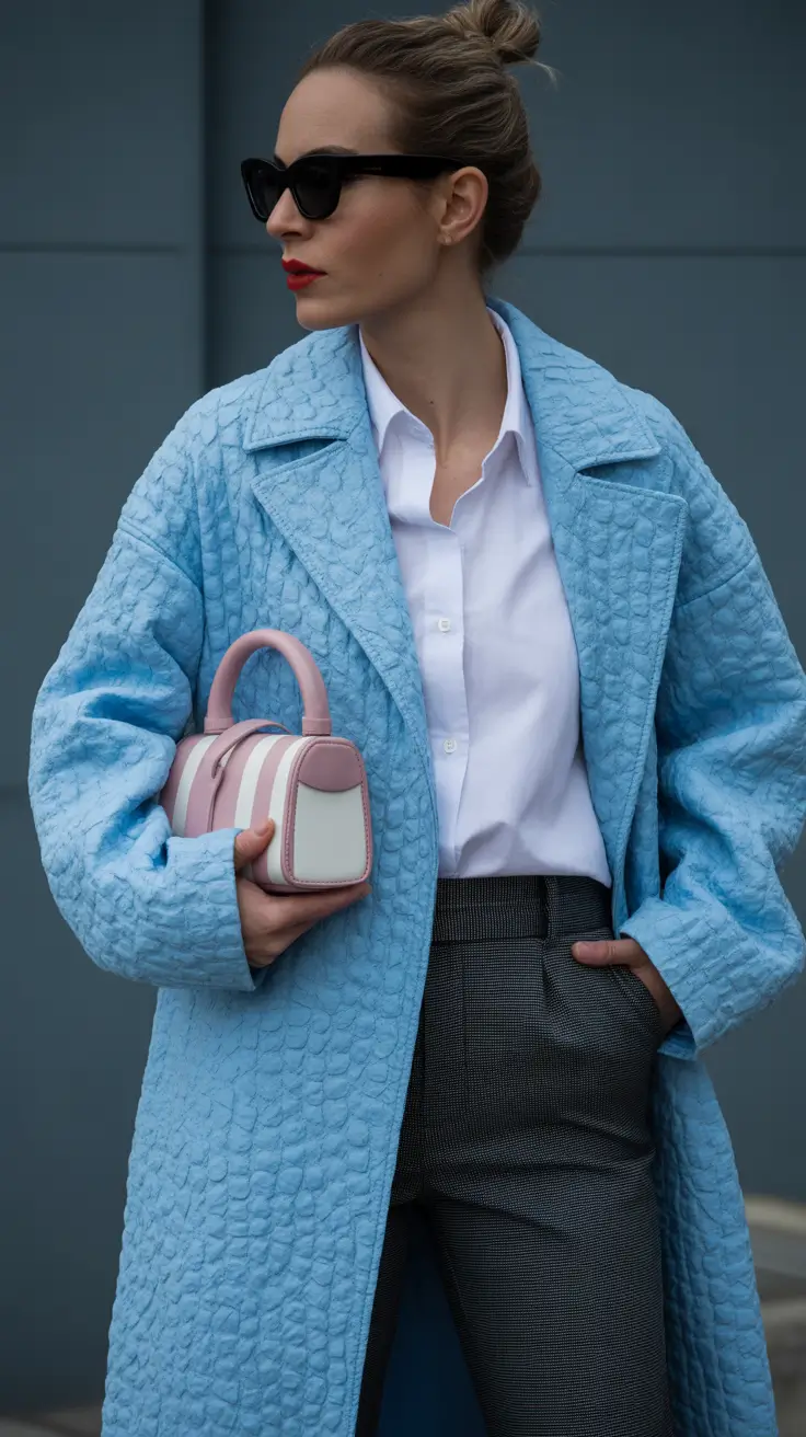 February outfits ideas 2026 Powder Blue Tailoring for Chic Winter Professionalism