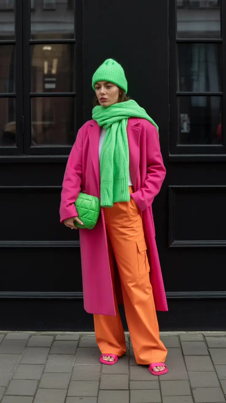 February outfits ideas 2026 Colorblock Energy for Bold Winter Style Adventures