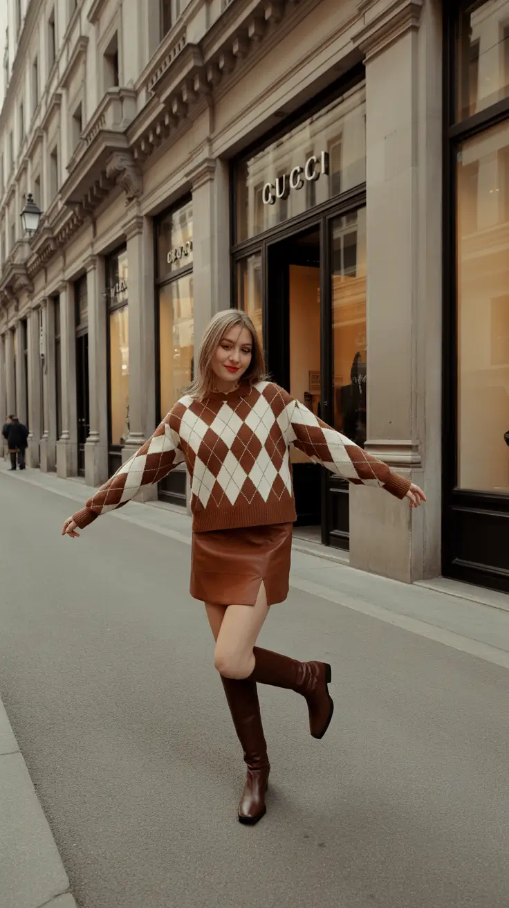 luxe spring skirt outfits 2026 Soft Preppy Charm in Rich Spring Browns