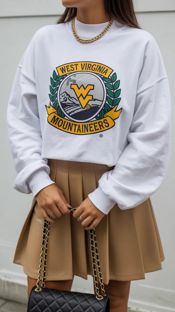 luxe spring skirt outfits 2026 Sporty Academia With Pleated Perfection