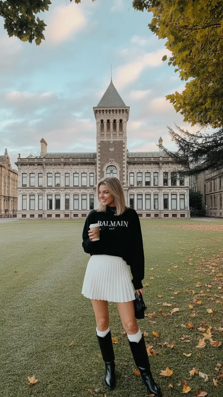 luxe spring skirt outfits 2026 Preppy Pleats and Graphic Street Luxury