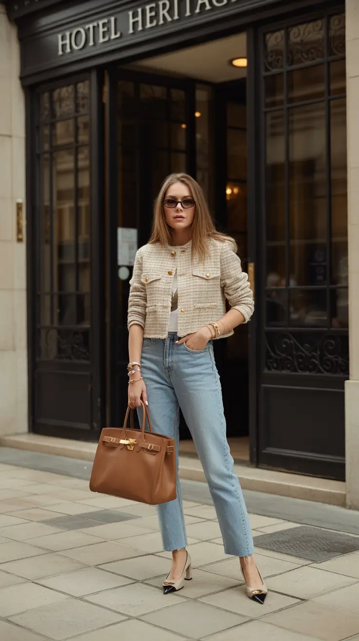 modern spring fashion outfits 2026 Timeless Tweed for Elevated City Casual