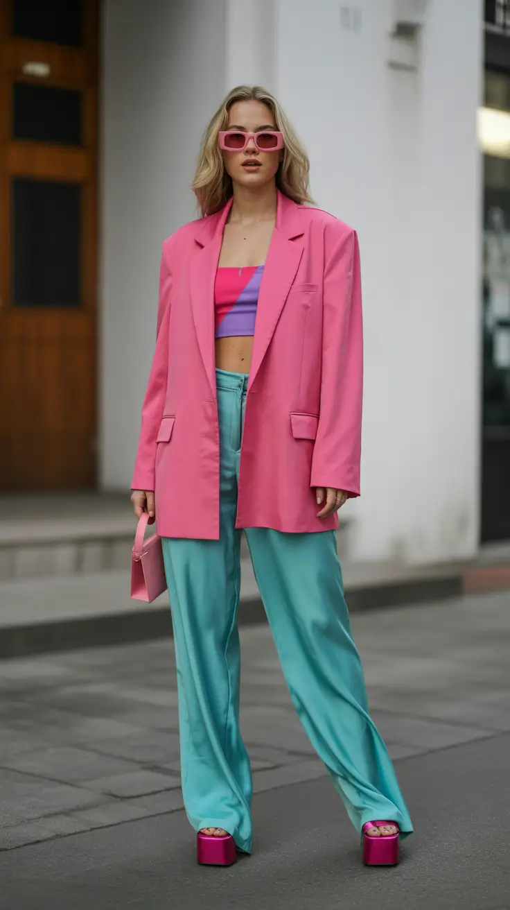modern spring fashion outfits 2026 Vibrant Color-Block Play for a Bold Spring Mood