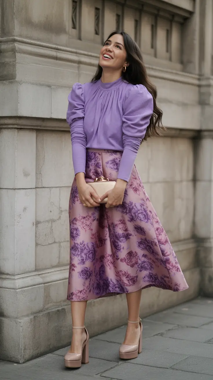 modern spring fashion outfits 2026 Lavender Romance With Vintage Spring Flair