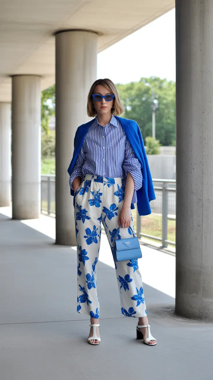 modern spring fashion outfits 2026 Blue Statement Layers With Bold Seasonal Energy