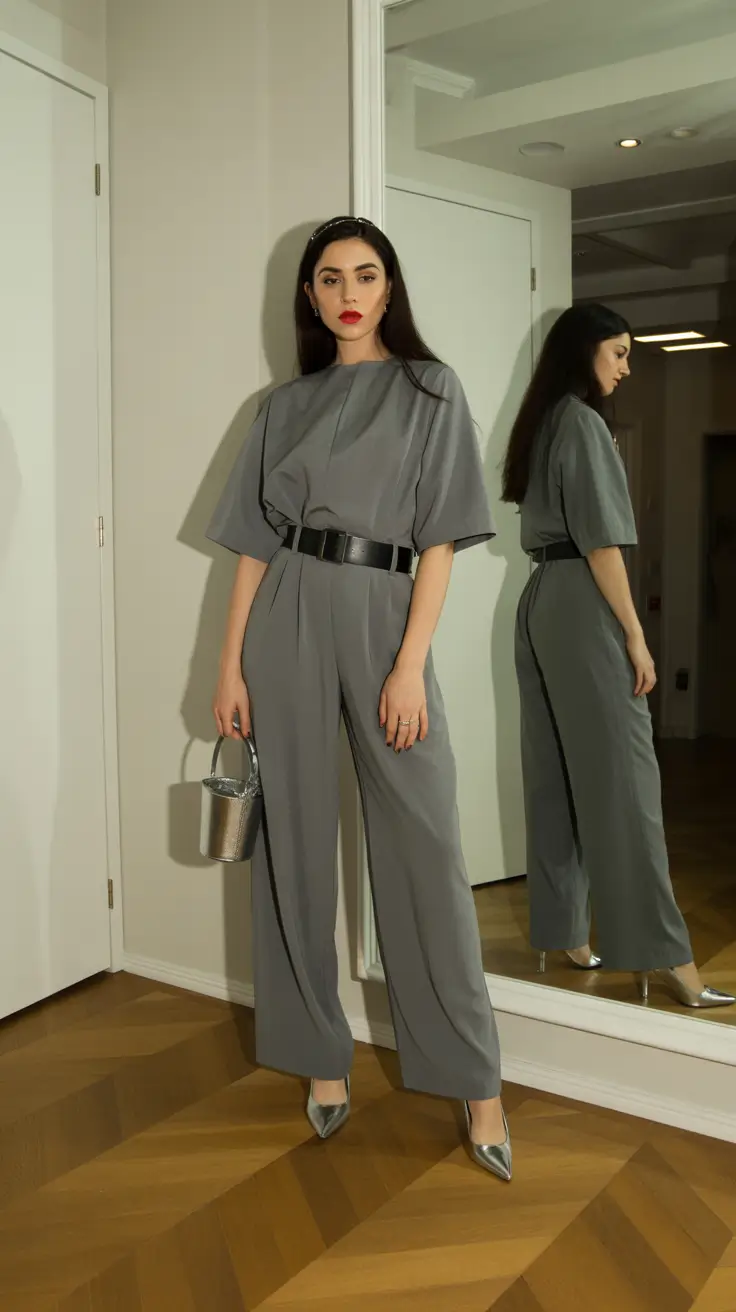 modern spring wardrobe silhouettes 2026 Monochrome Power With Soft Metallic Accents