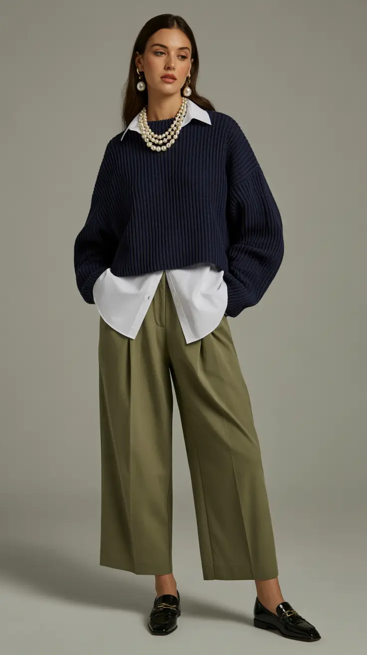 modern spring wardrobe silhouettes 2026 Classic Preppy Layers With Modern Minimalist Volume