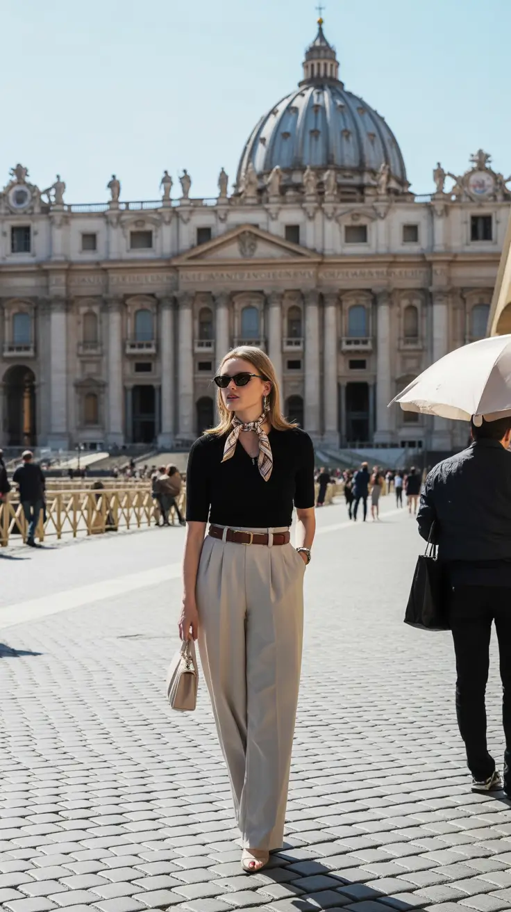 modest spring outfits for graduation 2026 European-Chic Minimalism with Wide-Leg Trousers