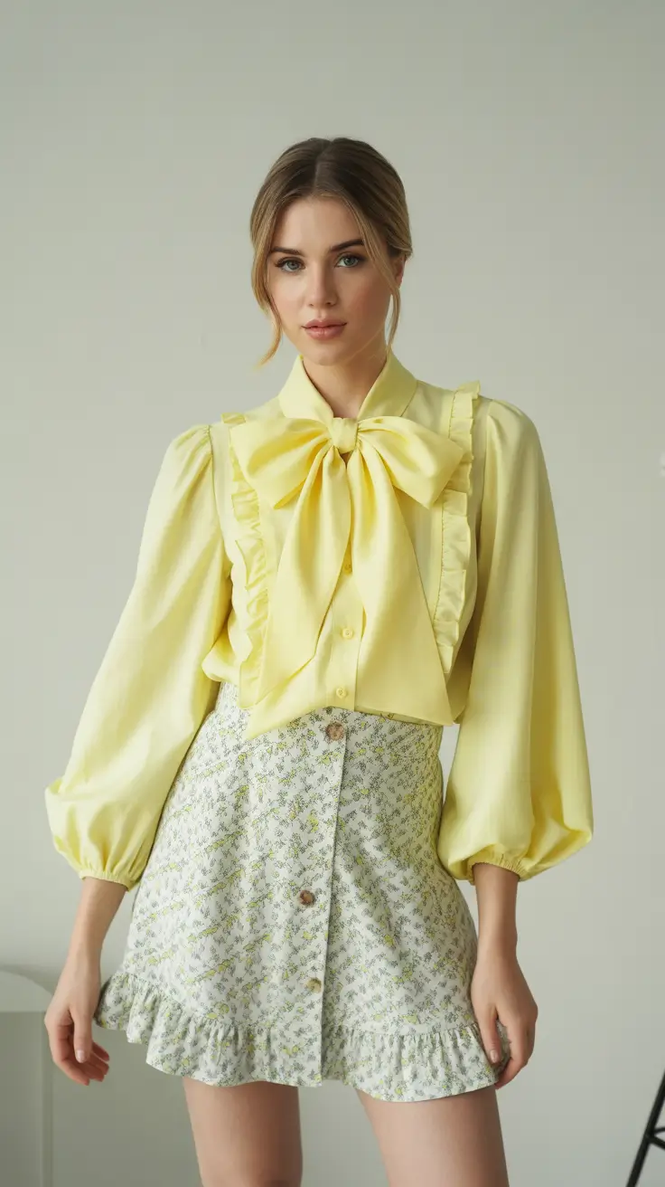 modest spring outfits for graduation 2026 Butter-Yellow Romance with Vintage-Inspired Femininity
