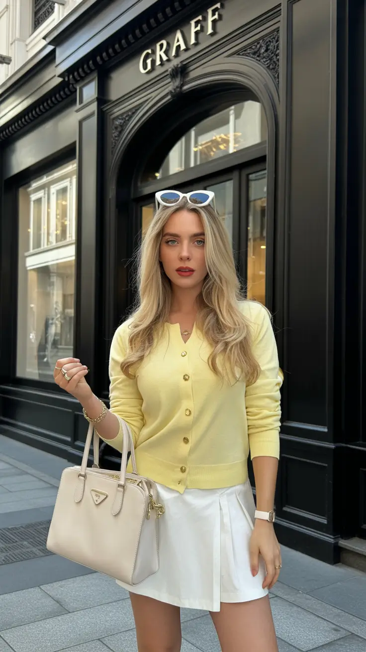 pastel spring birthday outfit 2026 Lemon-Cream Preppy Chic