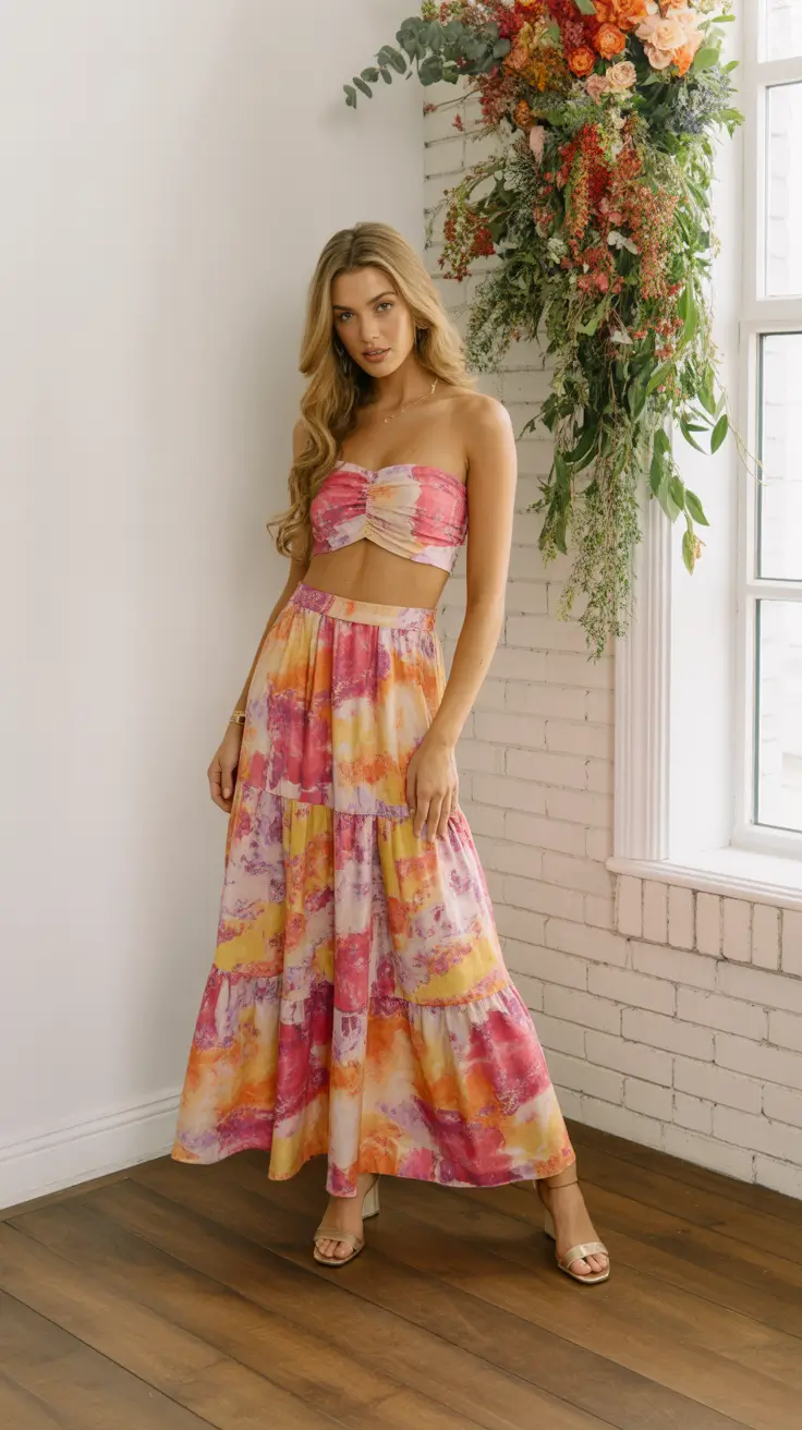 pastel spring birthday outfit 2026 Watercolor Pastel Maxi