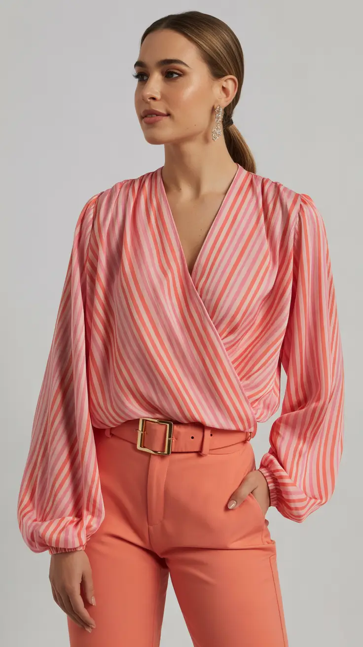 radiant spring formal outfits 2026 Coral Stripes and Bright Peach Tailoring