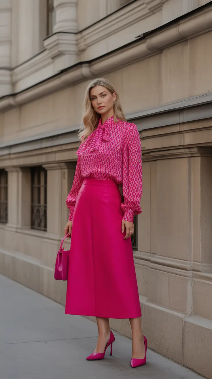 radiant winter to spring outfits 2026 Fuchsia Monochrome for Ultra-Feminine Spring Drama