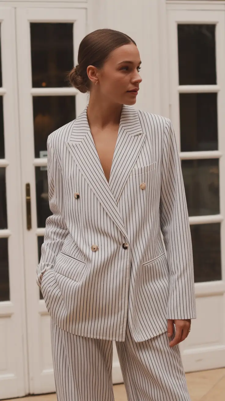 radiant winter to spring outfits 2026 Pinstripes and Soft Structure for Chic Minimalism