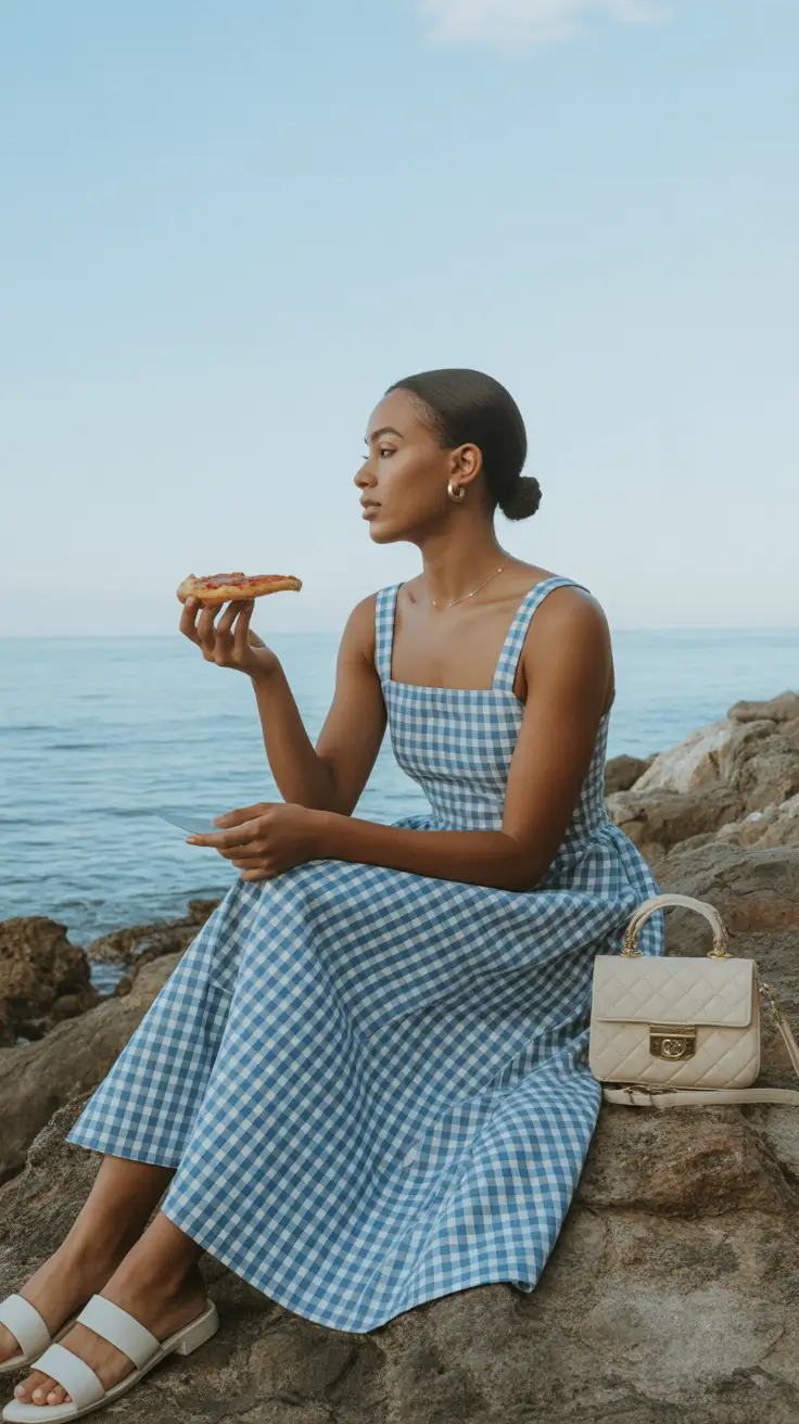 old money spring outfits 2026 Gingham Ease by the Water