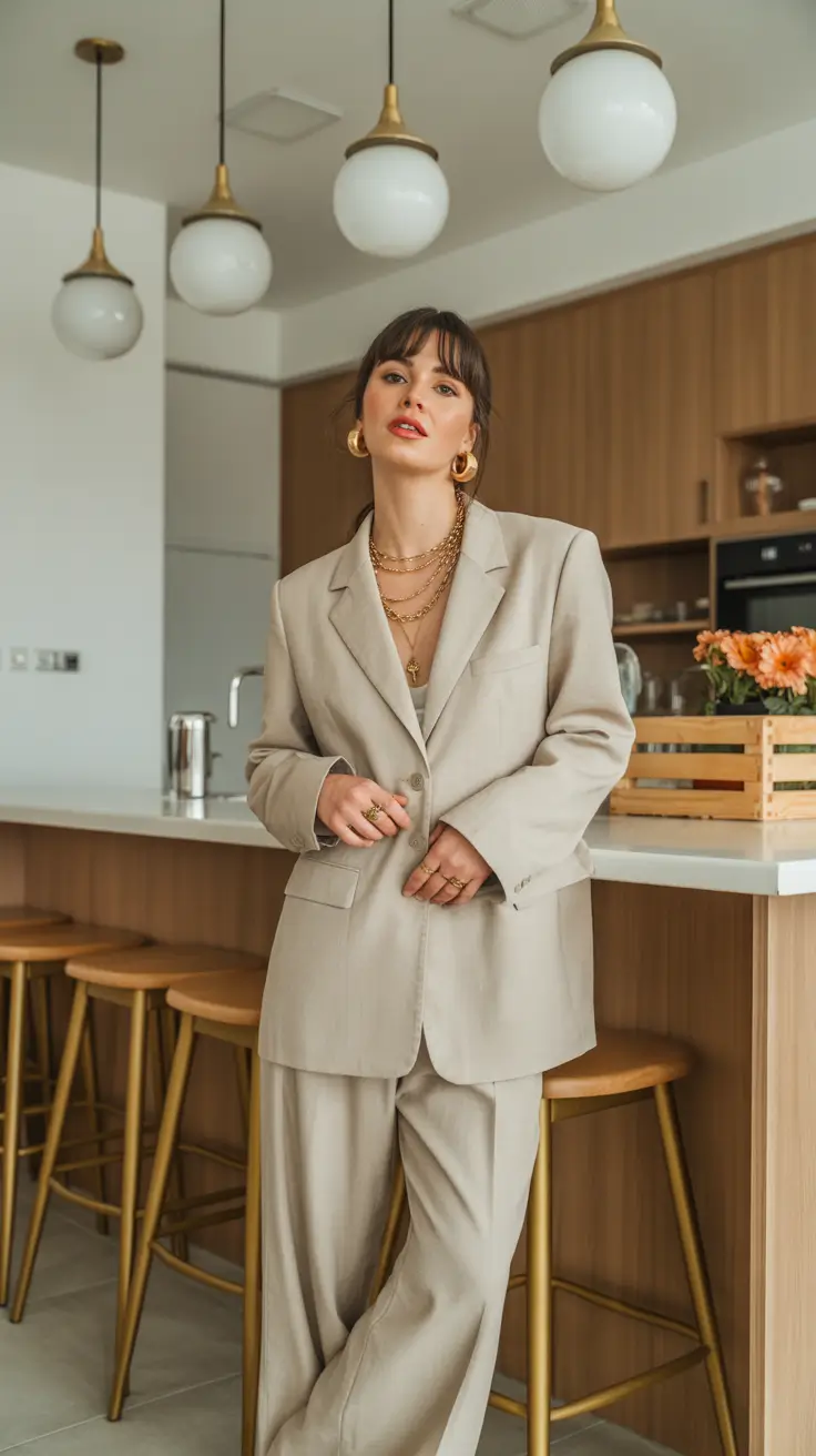 old money spring outfits 2026 Neutral Suiting with Sculptural Ease
